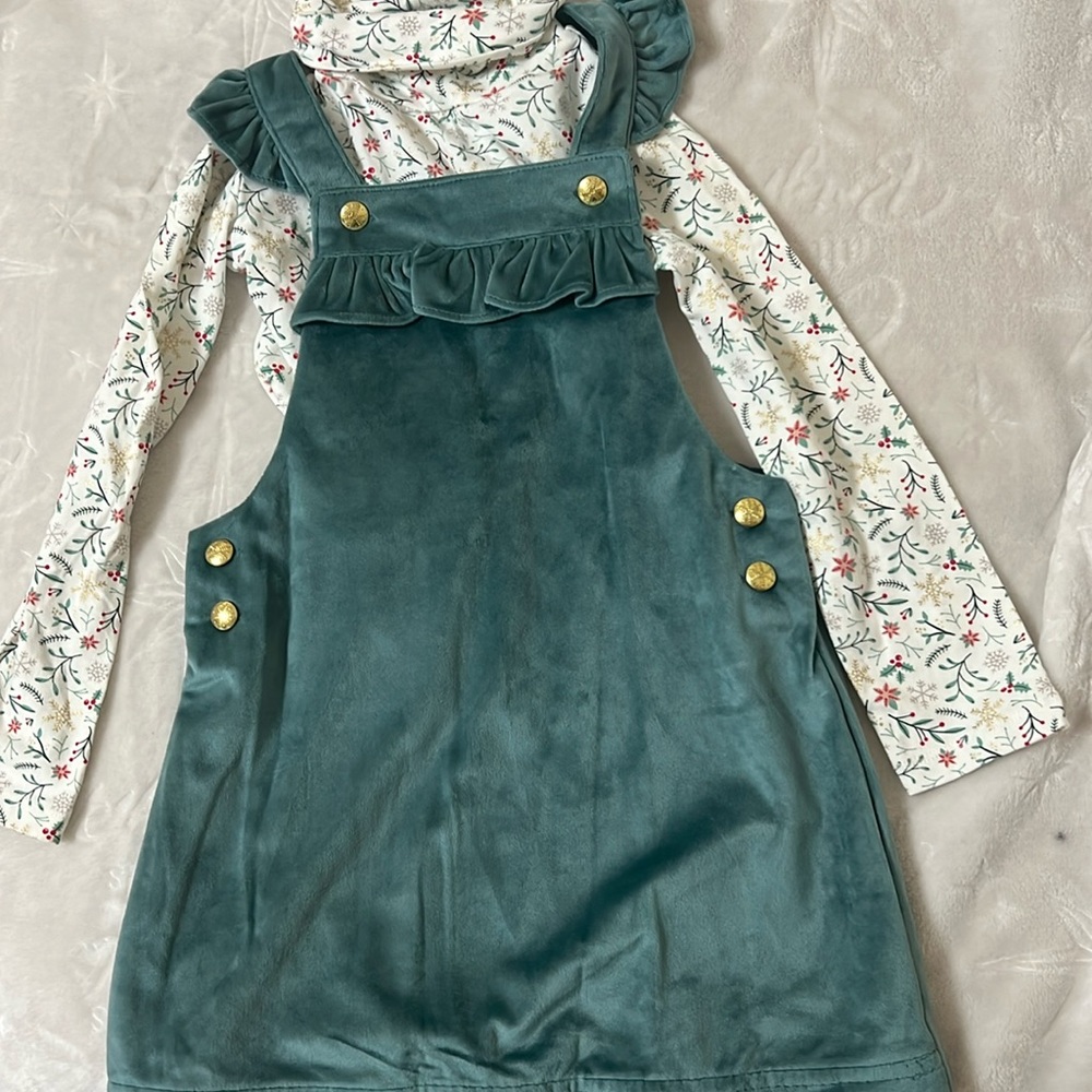 Christmas overall dress with turtle neck top